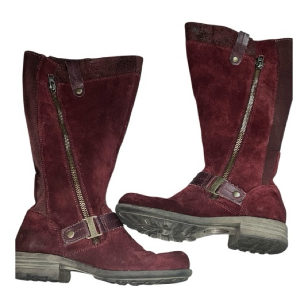 Earth Origins Maroon Suede Leather Heeled Boots - Picture 7 of 8